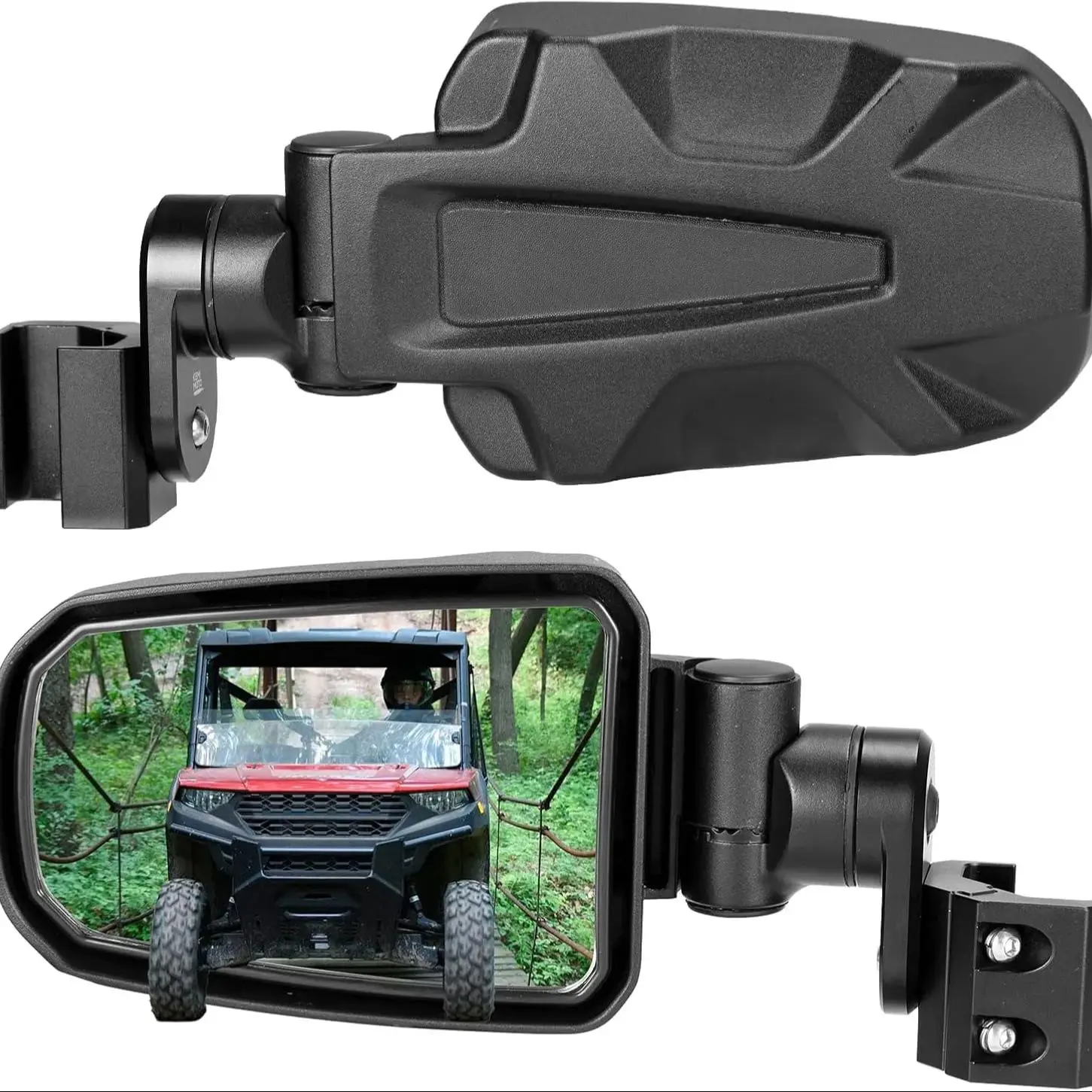 

CNC Aluminum Pro-Fit Side Mirrors Adjustable Surface Rearview Mirrors Compatible with Polaris Ranger General Can-Am Defender