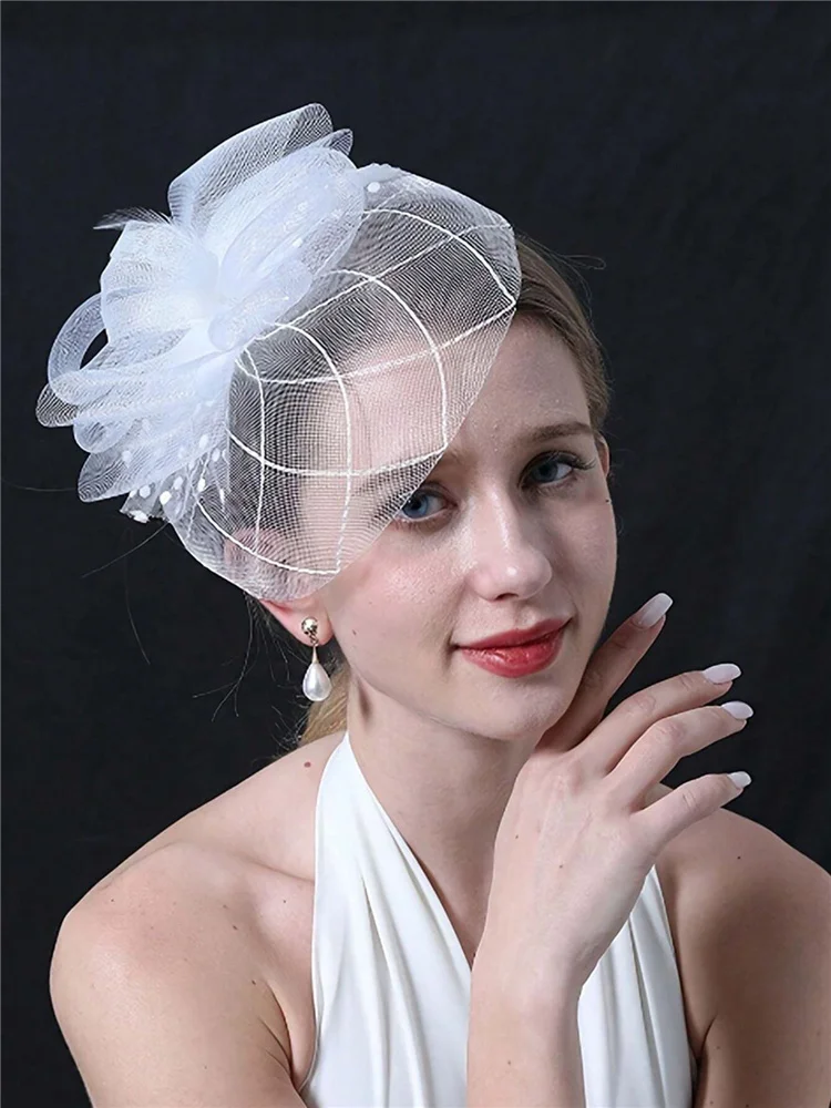1pc Fascinator Hat Tea Party Headband With Faux Feather Kentucky Derby Hat Horse Racing Flower Hat Hairband Headpiece Headwear