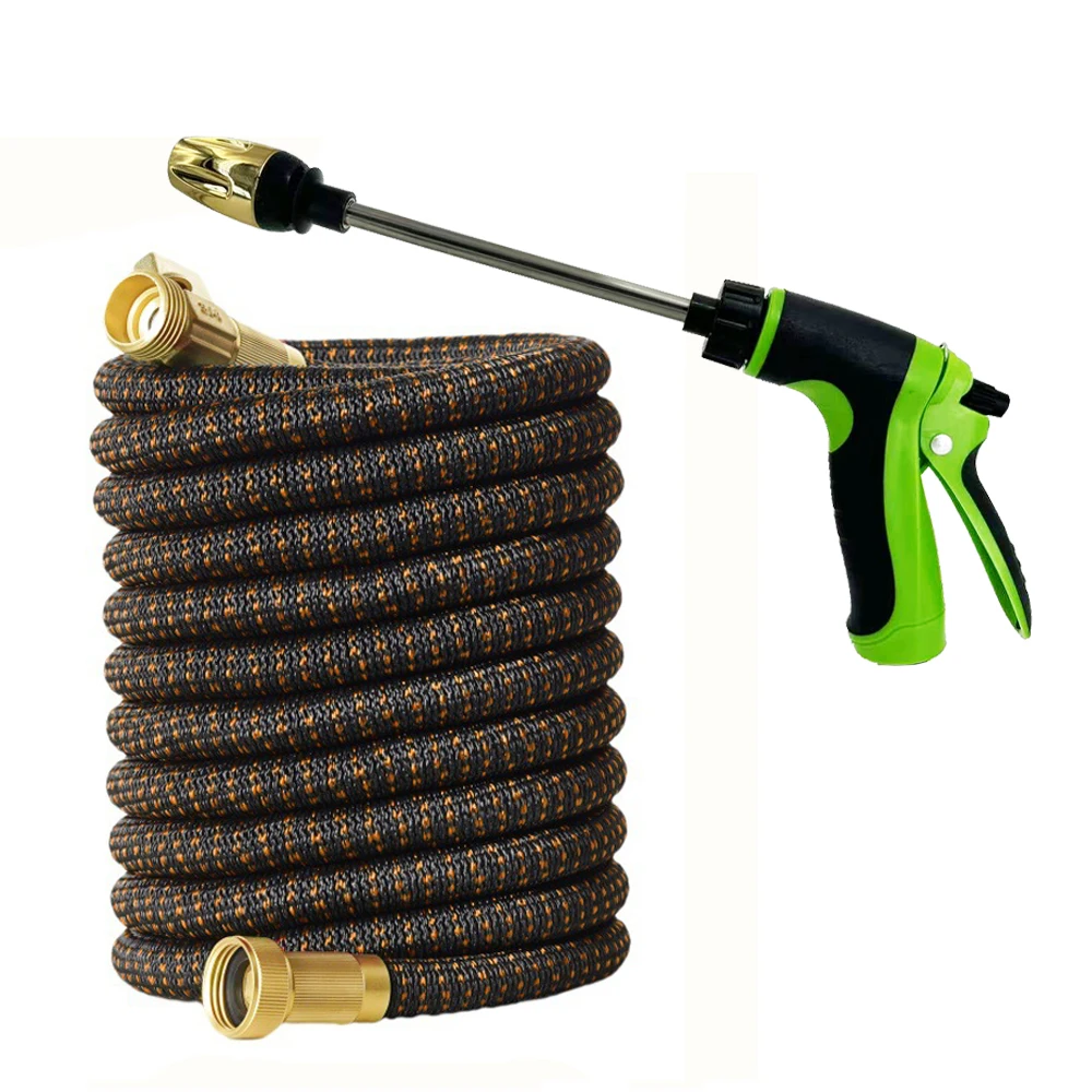 Expandable Garden Irrigation Hose with Bimetallic Joint Magic Water Pipe High-Pressure Car Wash Gun Durable Outdoor Watering Sys