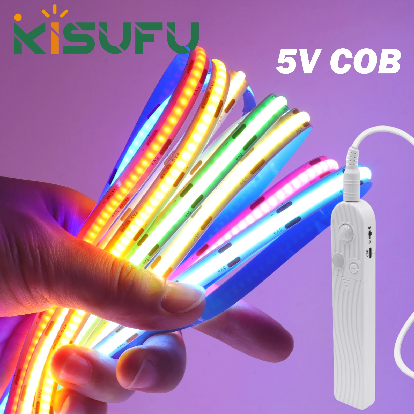3mm 5mm 8mm PCB COB LED Strip PIR Motion Sensor 5V USB Power 320LEDs/M Flexible Lamp Cabinet Wardrobe Kitchen Night Light 9Color