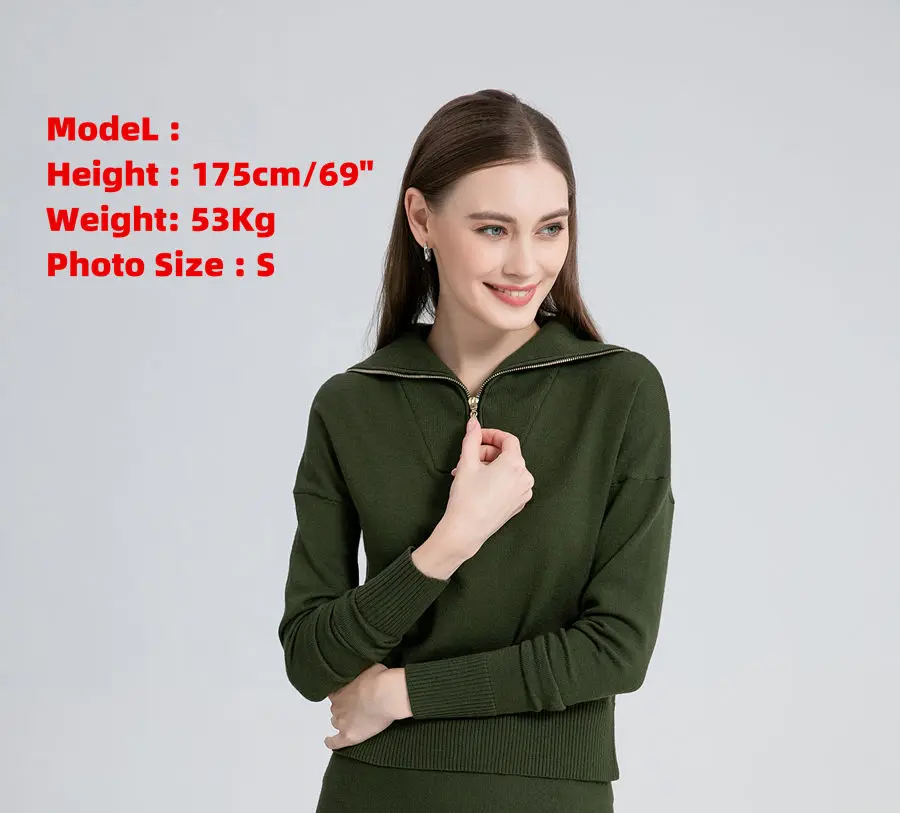 AS woman clothes knitting zipper collar tops and knitted skirt cover knee Autumn-winter collection