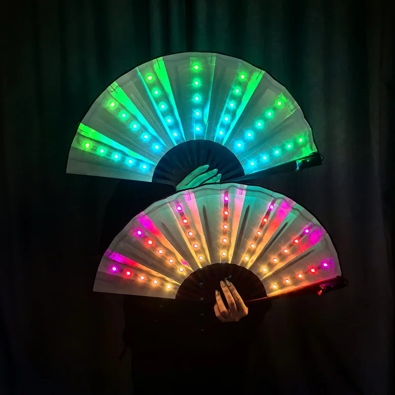 

LED Luminous Fan Remote Control Symphony Light Folding Fan Color Light Chinese Wind Folding Fan Bar KTV Bouncing Atmosphere