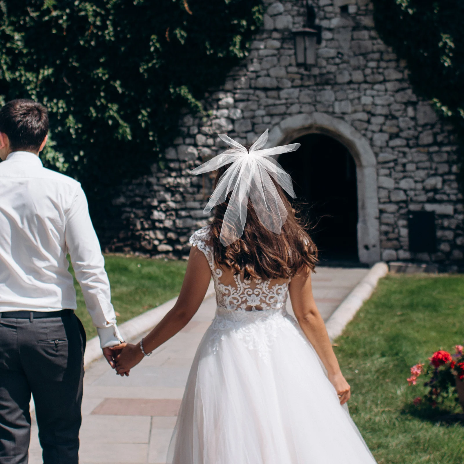 

Bridal Veil Wedding Headpiece Hair Accessories Clip Women Hairstyles Hairclip Hairpin Jewelry Headdress Princess Bow Elegant