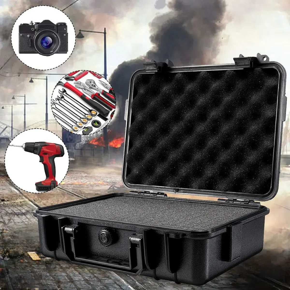 Waterproof Shockproof Tool Hard Case Sealed Box Camera Photography Electronic Equipment Storage Suitcase With Sponge