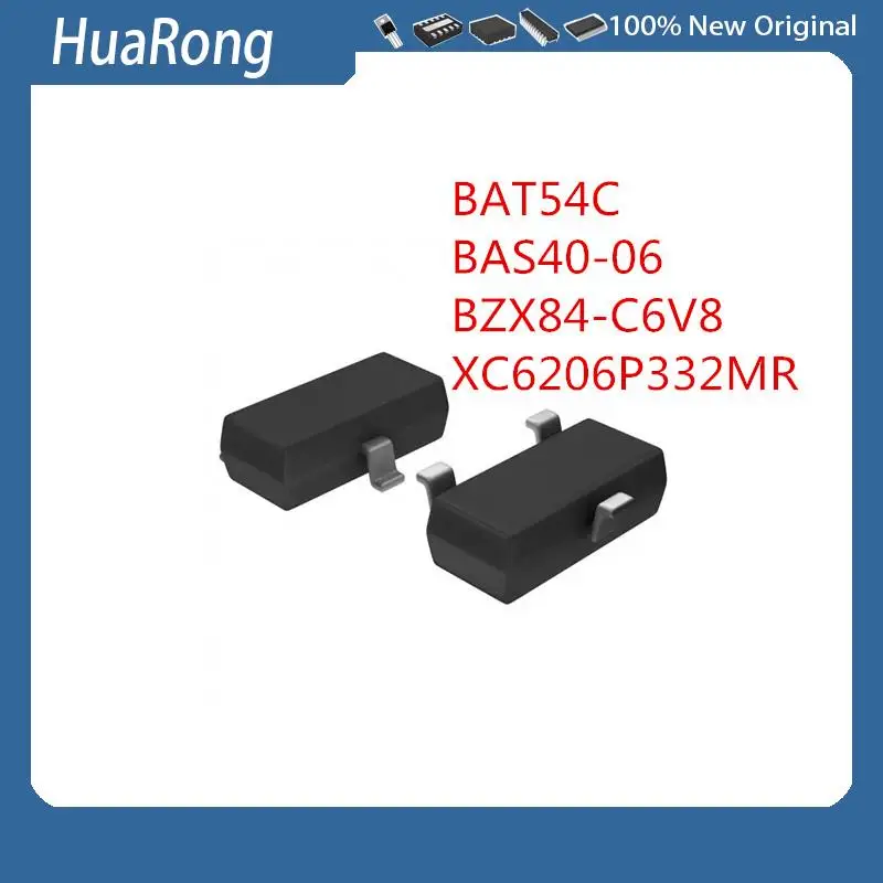 50PCS/LOT     BAT54C   WW1   0.2A 30V    BAS40-06   BAS40    L2    BZX84-C6V8   Z5W    6.8V XC6206P332MR   662K   3.3V    SOT-23