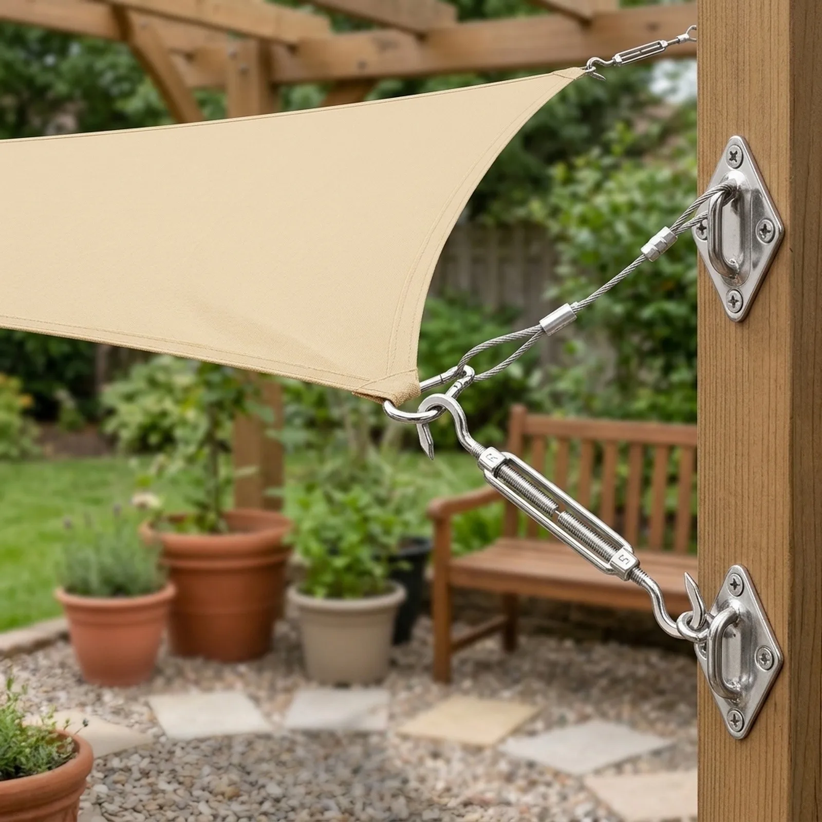 1.5M Wire Rope Hook Stainless Steel Sunshade for sail Fixing ! Wire Rope Adjust The Tension For Triangular  1.5M