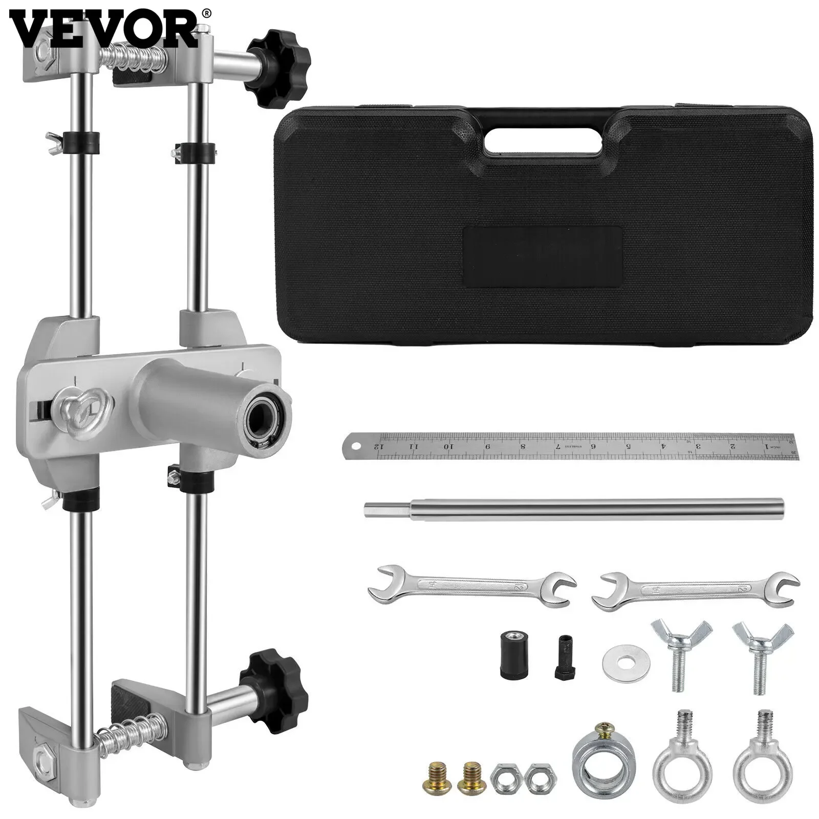 VEVOR Door Jam Jig Kit Door Lock Mortise with 3PCS 18mm / 22mm / 25mm M10 Cutters Clamping Thickness 1.2in-2in for Lock Changing