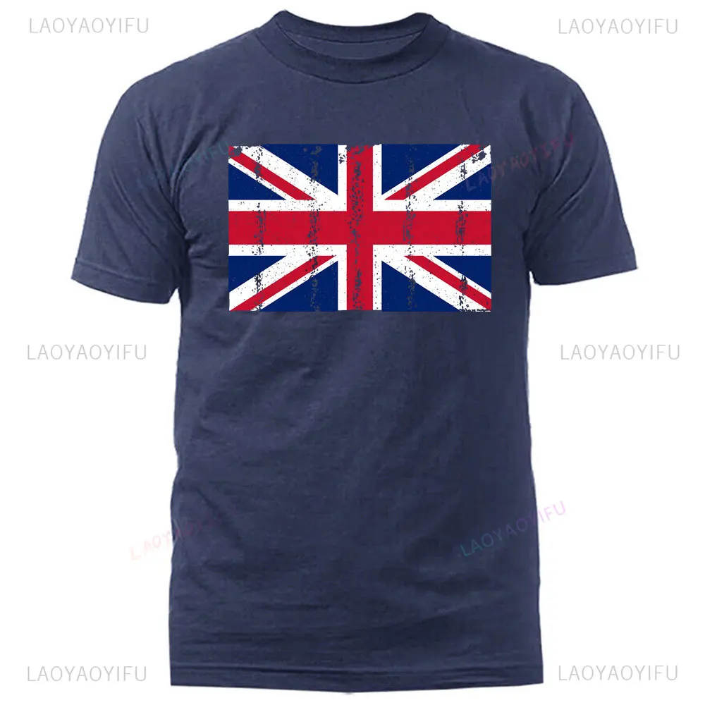 Vintage Union Flag Men's T-shirt Tshirt United Kingdom England Great British T-shirts Summer Comfort High Quality Short Sleeves