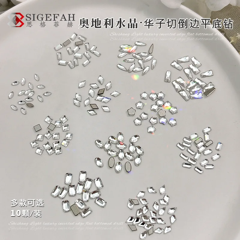 

Sparkle Geometric Inverted Cut Flat Austrian Crystal Glitter Rhinestone Square Nail Art Decoration DIY Manicure Tool Accessories