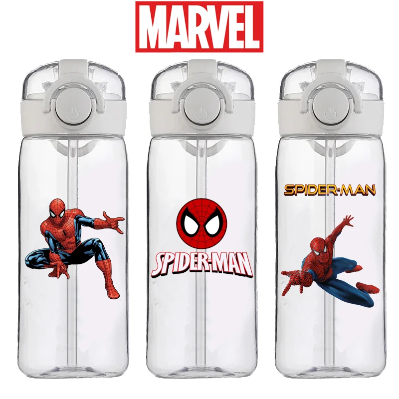 400ML New Marvel Water Cup Large Capacity Food Grade Plastic Heat Resistant Kettle Cartoon Spider-Man Boy Girl Student Cup Gift