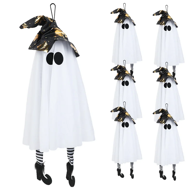 Halloween Hanging Ghost Decoration Outdoor Halloween Witches Hat Lights Glowing Ghosts for Garden Trees Yard Halloween Decor view 5