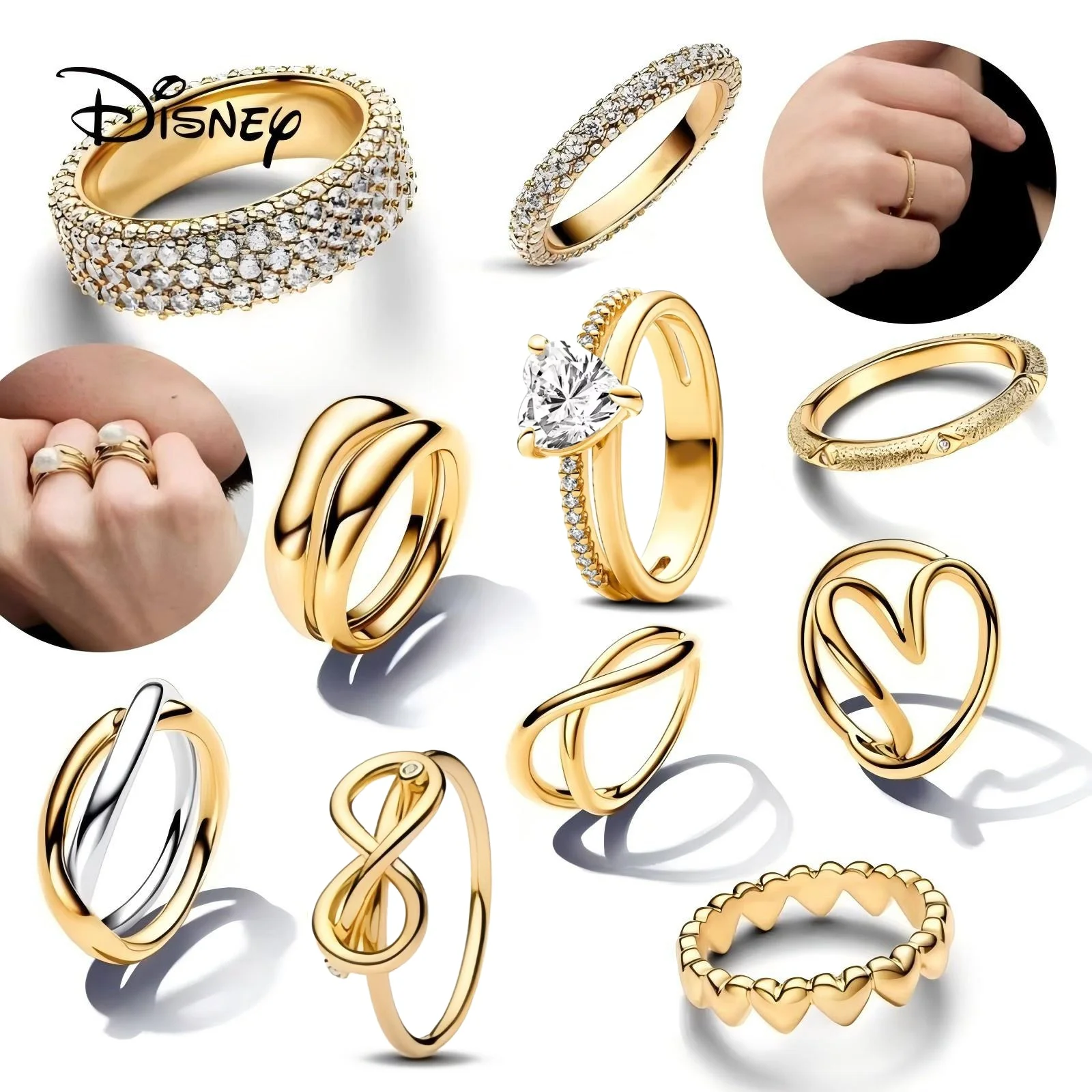 خاتم قلب مطلي بالفضة عيار 925 على شكل قلب صف من القلوب، خاتم ثلاثي الصفوف بدون وقت، مناسب لهدايا عيد ميلاد المرأة