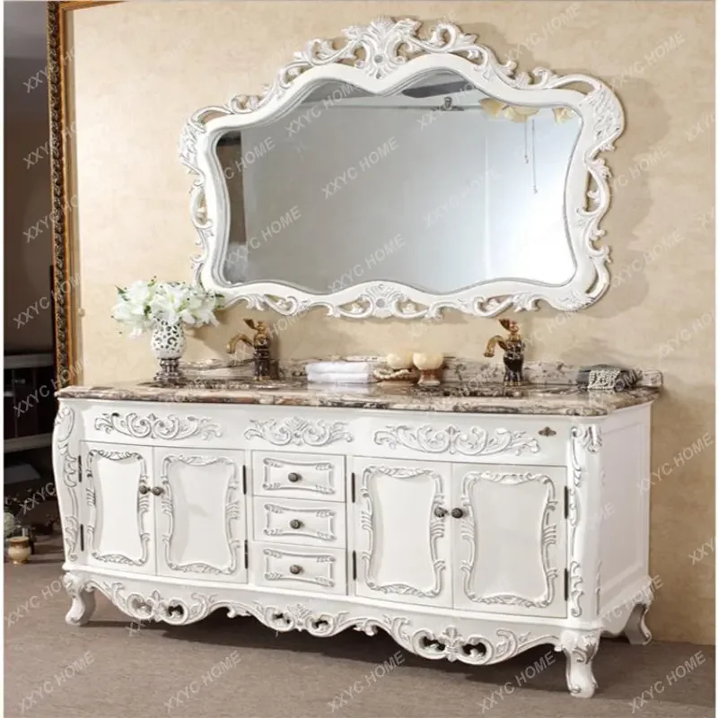

Solid Wood Spot Red Oak Small Apartment Combination Bathroom Cabinet Simple European Washbasin