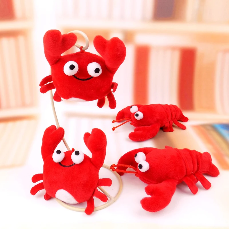 Funny Doll Keychain Red Lobster Plush Toys Pendant Crab Stuffed Animal PP Cotton Toy Cartoon Plush Pendant Girl Gifts