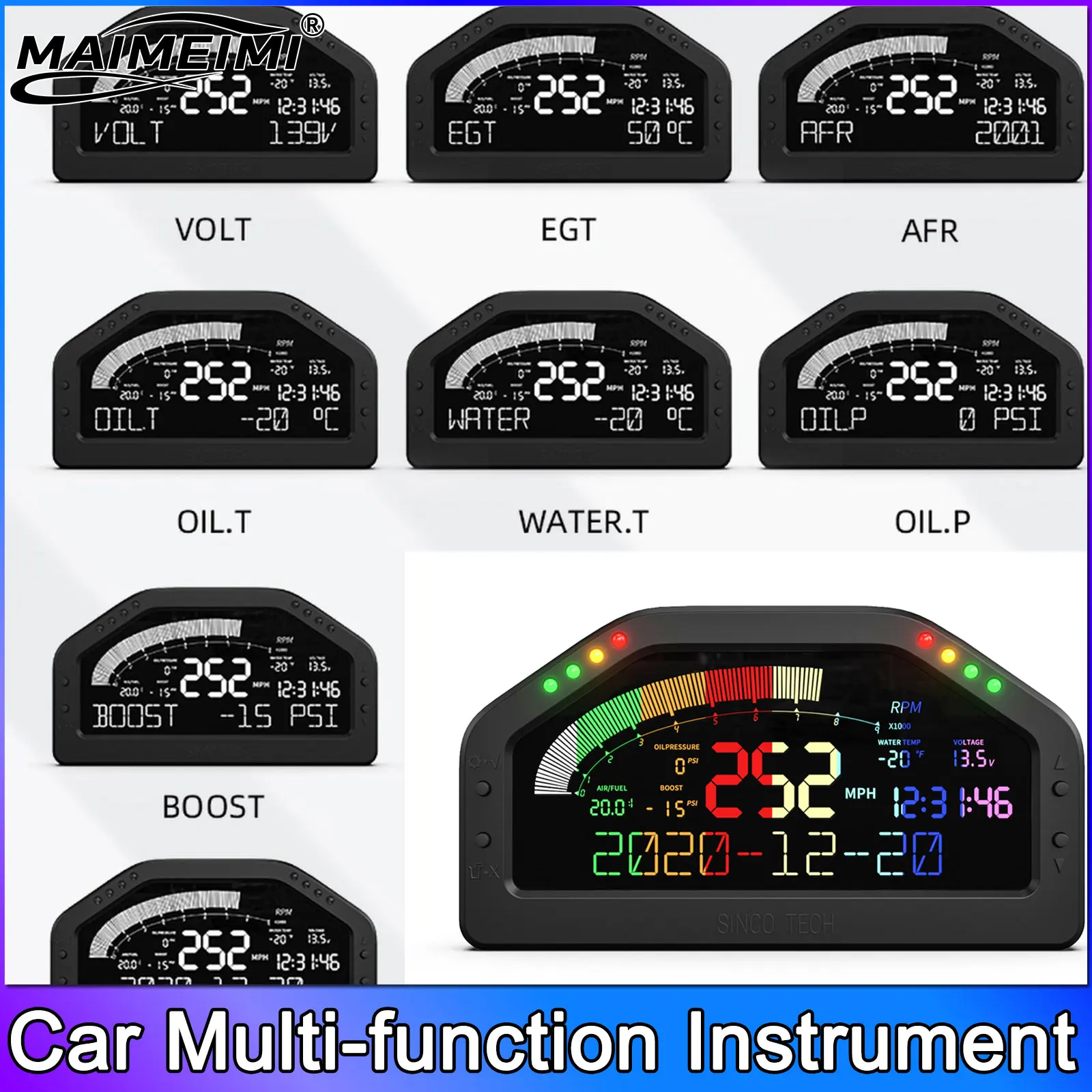 

922 8-цветный дисплей, спидометр, тахометр, многофункциональная приборная панель автомобиля, повышающий вольт, уровень топлива, датчик температуры воды, масла