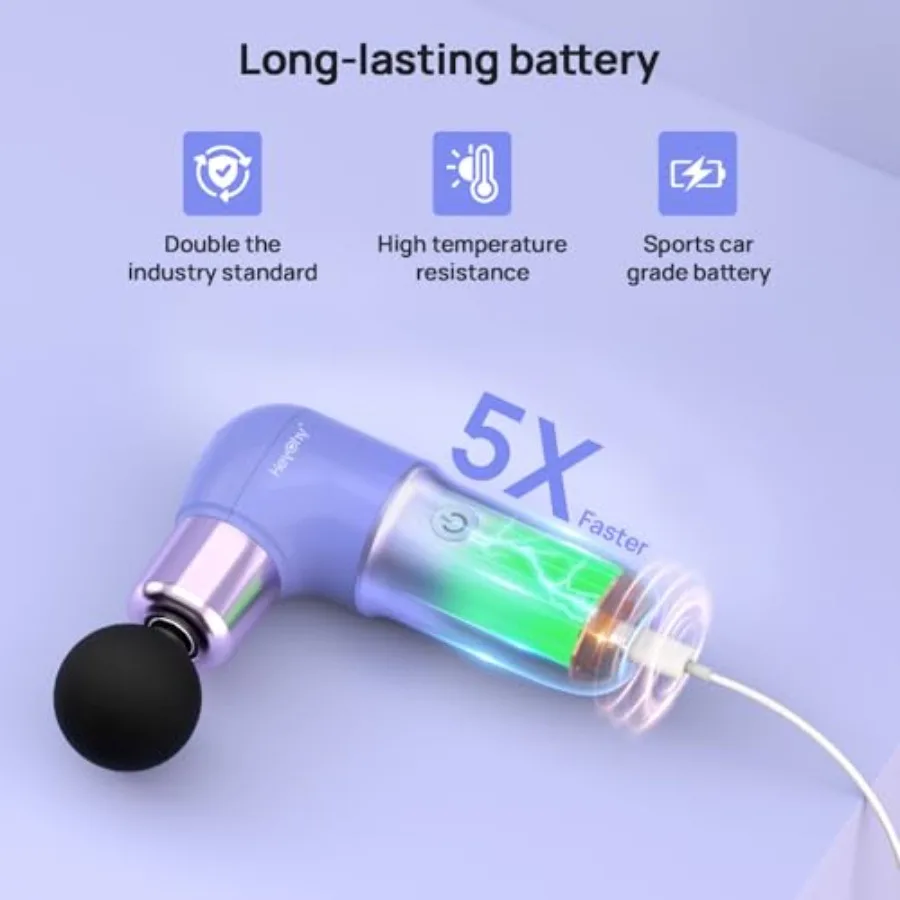 Super Mini Massage Gun for deep tissue percussion therapy compact sports travel use portable purple muscle massager for her and