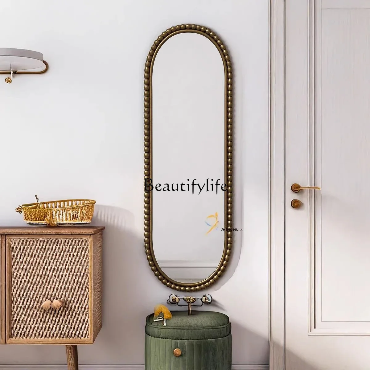 1*Medieval full-body mirror household high definition floor-to-ceiling special-shaped wall fitting mirror