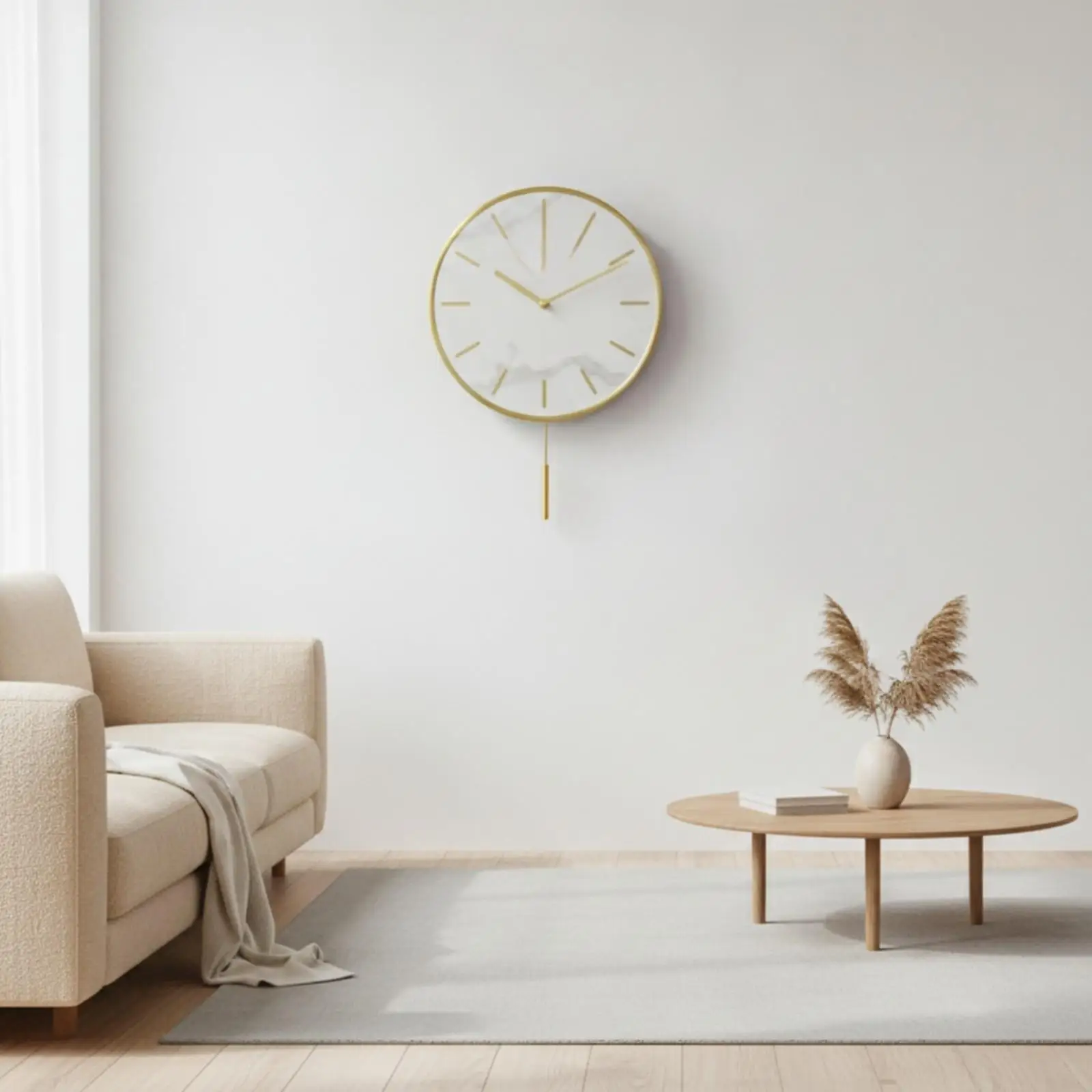 modern-wall-clock-with-pendulum-sleek-metal-frame-stone-face-wall-clock-for-living-room