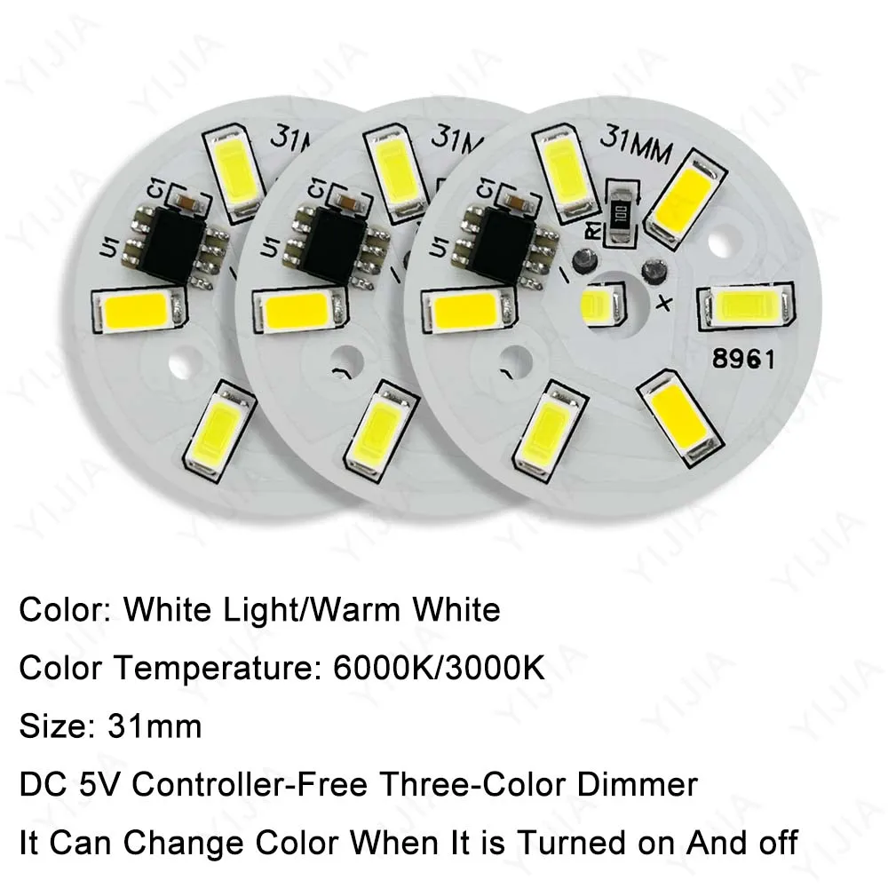 Imagem -02 - Painel de Luz Led 5v Branco Quente Duas Cores 10w Diâmetro 50 mm Smd 5730 Placa de Fonte de Luz de Lâmpada Adequada para Holofotes Downlight Diy 10