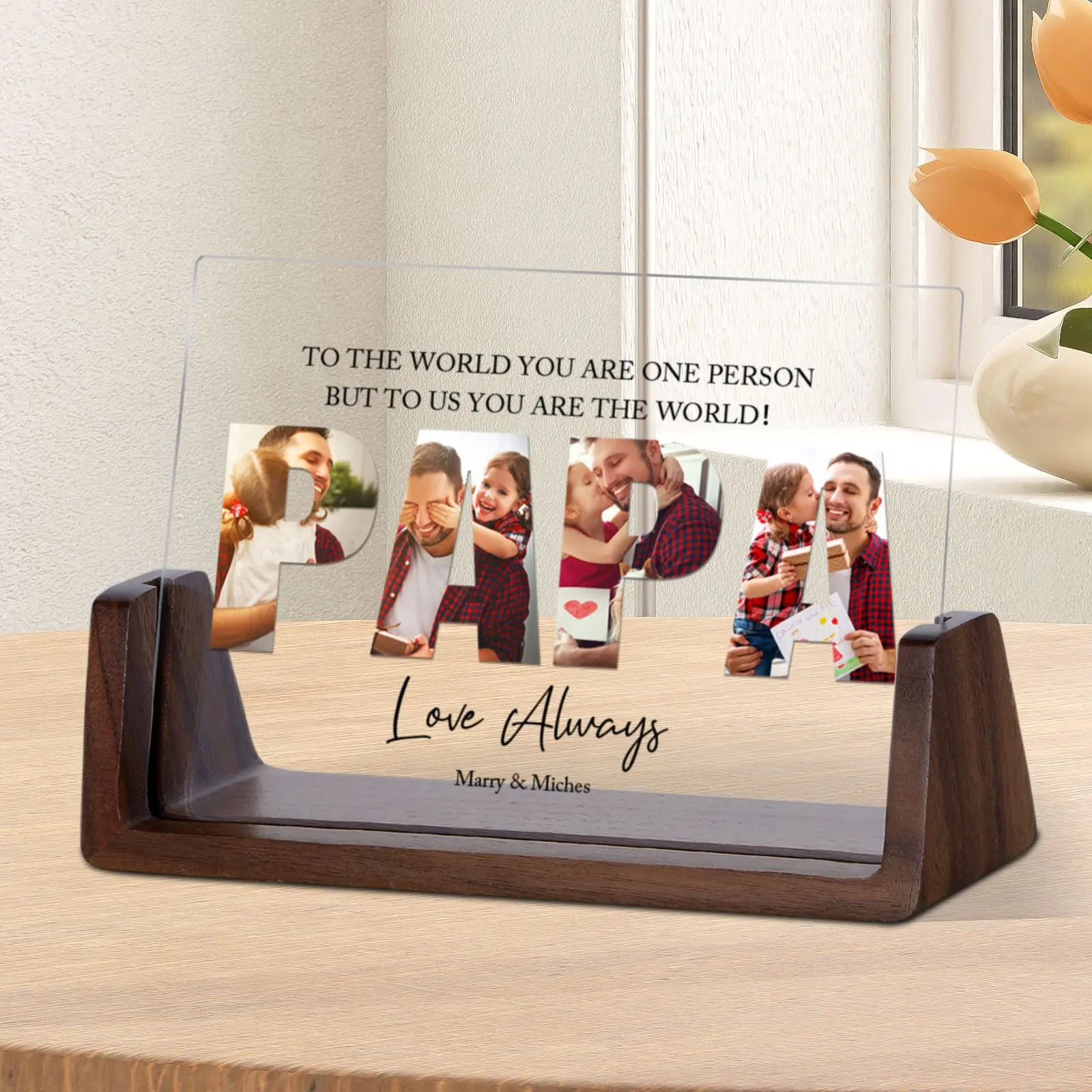 Customized PAPA Photo Frame Personalized Wooden Photos Frames for Dad Daddy Picture Frames Desktop Decoration Father\'s Day Gifts