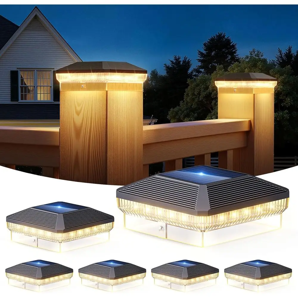 

Набор из 6 уличных светильников на столб, 40 светодиодов, 4x4, водонепроницаемые, на солнечной энергии, для виниловых или деревянных столбов 3.5x3.5 или 4x4 (черные)
