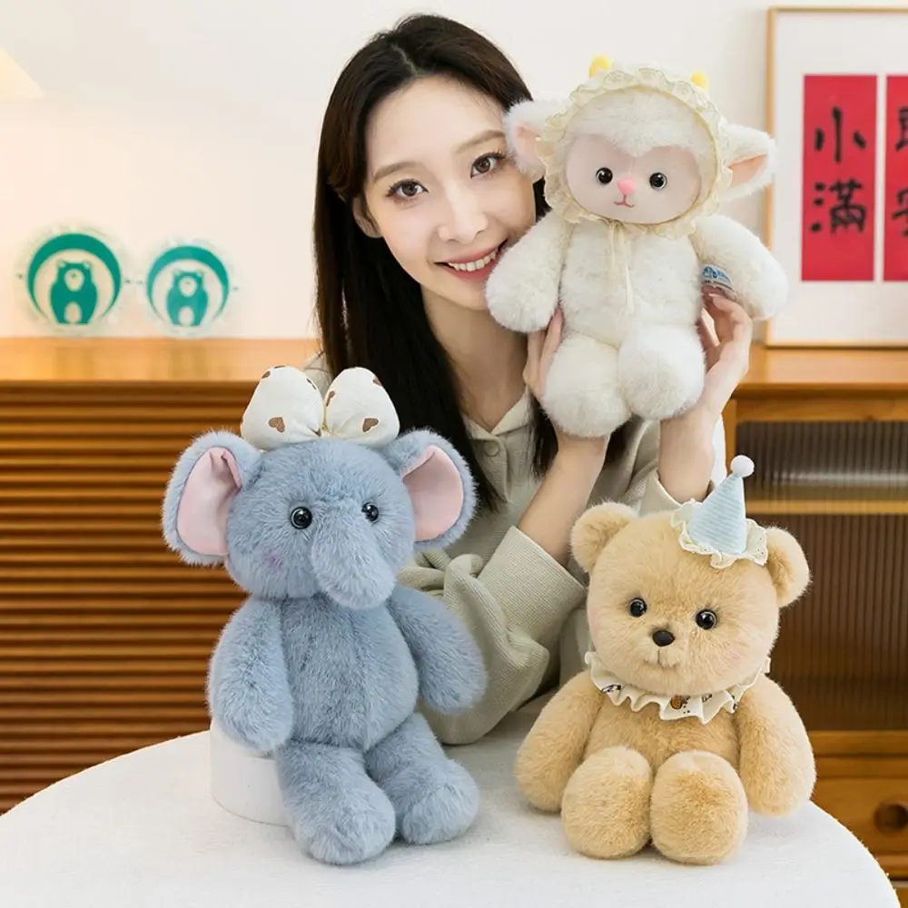 

Adorable Stuffed Animals Elephant Throw Pillow PP Cotton Little Bear Sleeping 30cm Lamb Animals Baby Infants