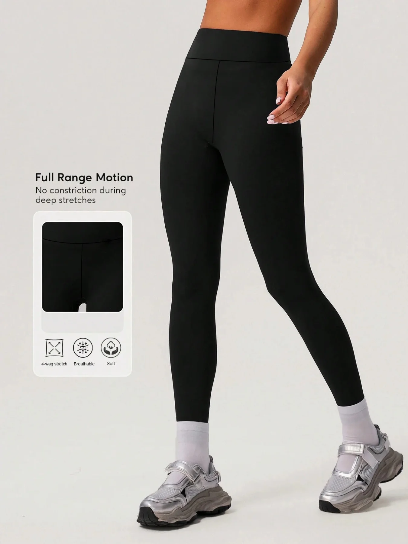 

Solid Black High Waist Leggings for Women 4 Way Stretch Tummy Control Hip Lifting Breathable Soft Yoga Ready Everyday Wear Trous