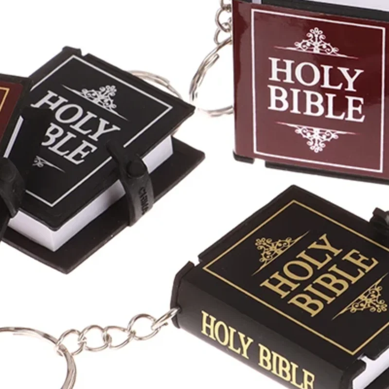 Mini porte-clés Bible pendentif livre, clé de voiture, sac d'école, accessoires de décoration, croix anglaise, porte-clés religieux