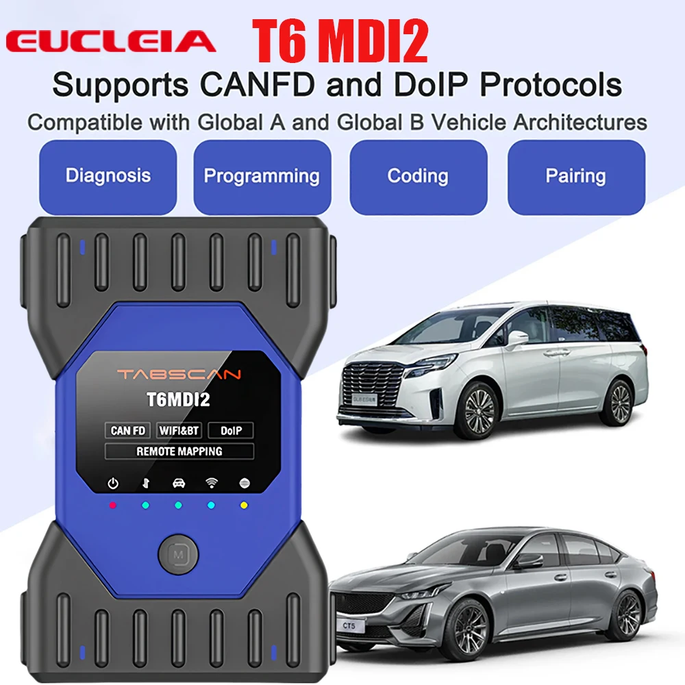 Eucleia TabScan T6 MDI2 Diagnostic and ECU Coding Tool Support CAN FD & Dolp Protocols