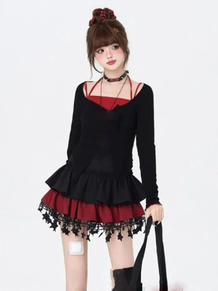 

Sweet Ballet Style Cake Skirt Women Japanese Y2k Punk High Waist A-line Fluffy Mini Skirts Harajuku Retro Gothic Skort