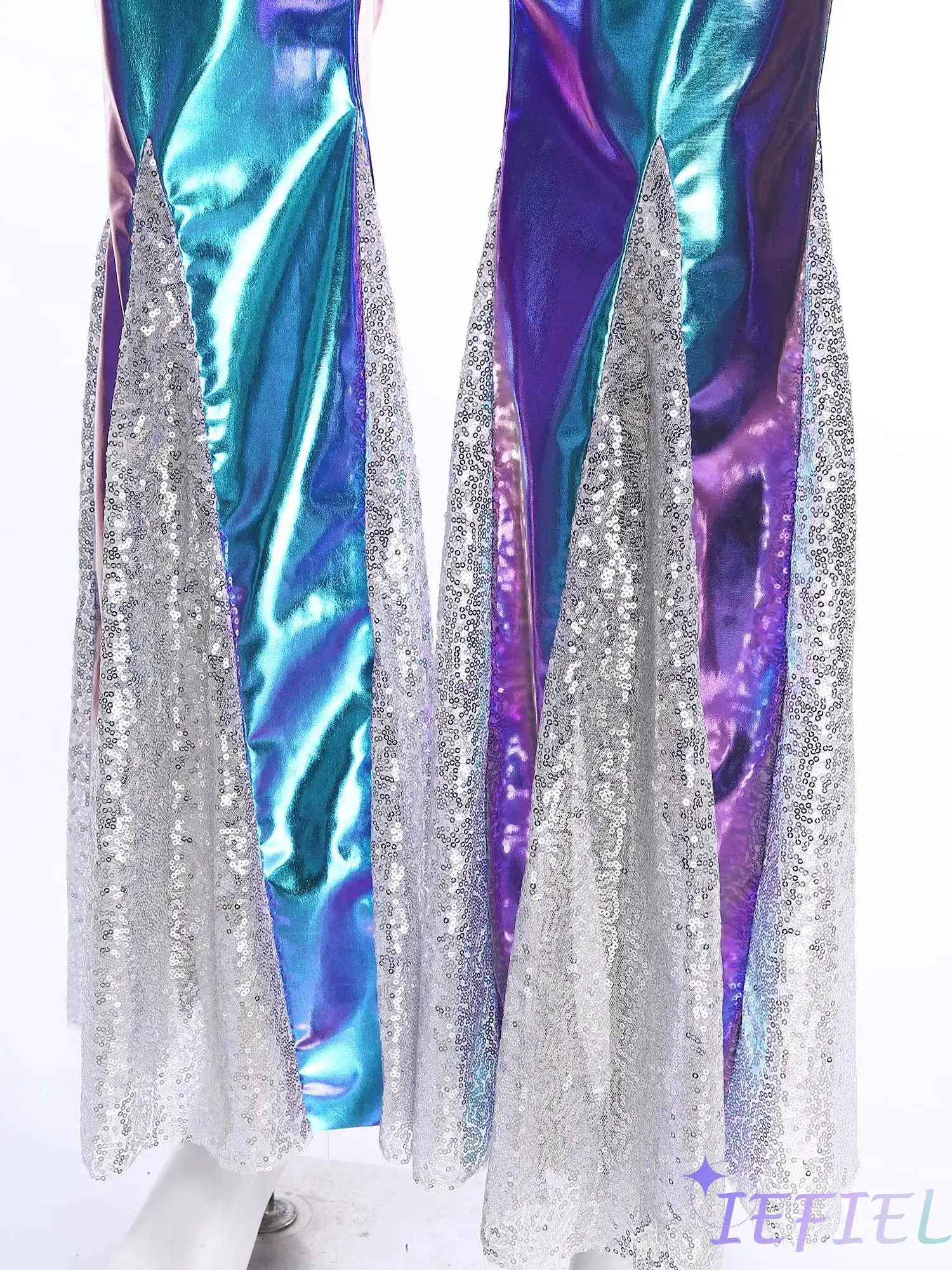 

Mens Disco Flared Pant Ballroom Shiny Metallic 70s Vintage Style Pants Costume for Dance Disco Party Nightclub Stage Performance
