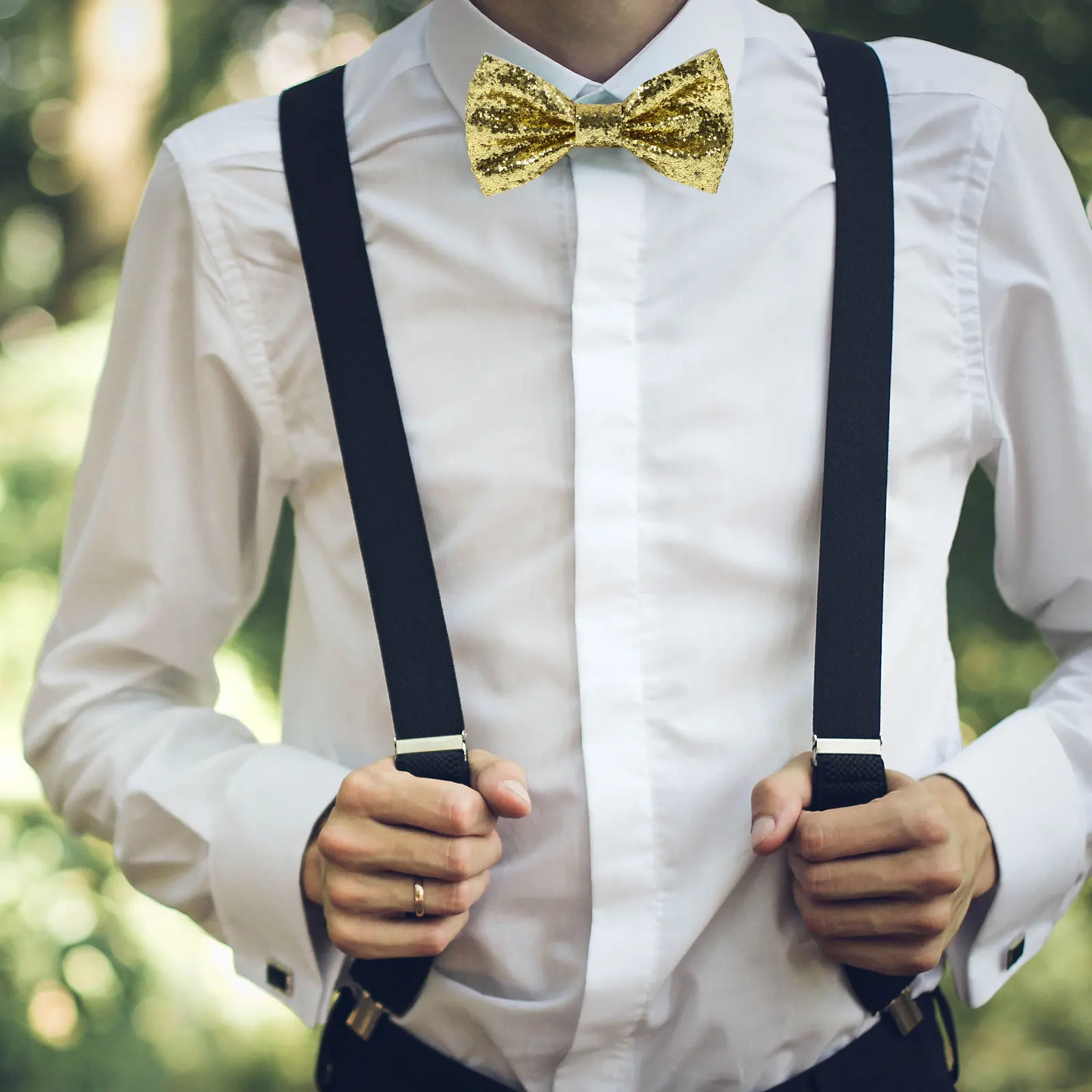 

Adult Pre tied Adjustable For Men Banquet Party Groom Wedding Tuxedo Bowties Mens Sequin Bow Tie Tie Collar