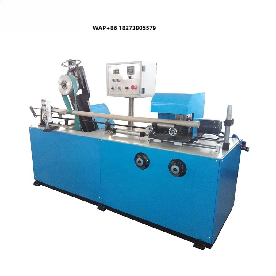 Small business cutting and rewinding machine for paper tube and core production, equipped with Delta PLC and bearings, with a sp