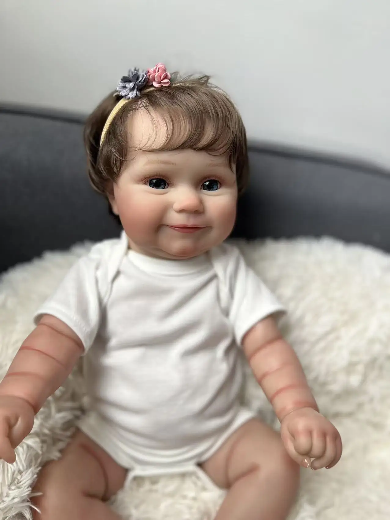 19inch Silicone Baby Doll Reborn Maddie Hand-Detailed Painting 3D Skin with Visible Veins Handmade Real Baby Gift Toys for Girls