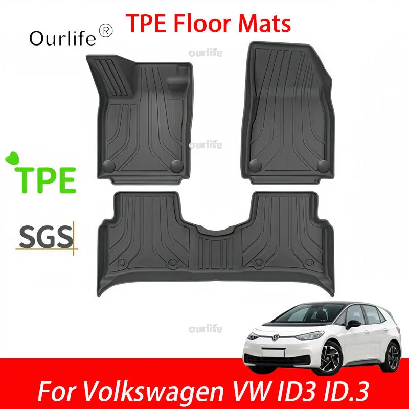 

For Volkswagen VW ID3 ID.3 2025 2026 2027 TPE Floor Mats Dirt-resistant Foot Carpet Floor Cover Auto Interior Accessories