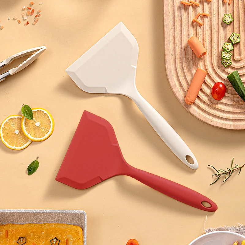 

【Q】Soft Wide Silicone Spatula - Non-Stick Turner Shovel for Pancakes, Eggs & Omelette (Kitchen Scraper)