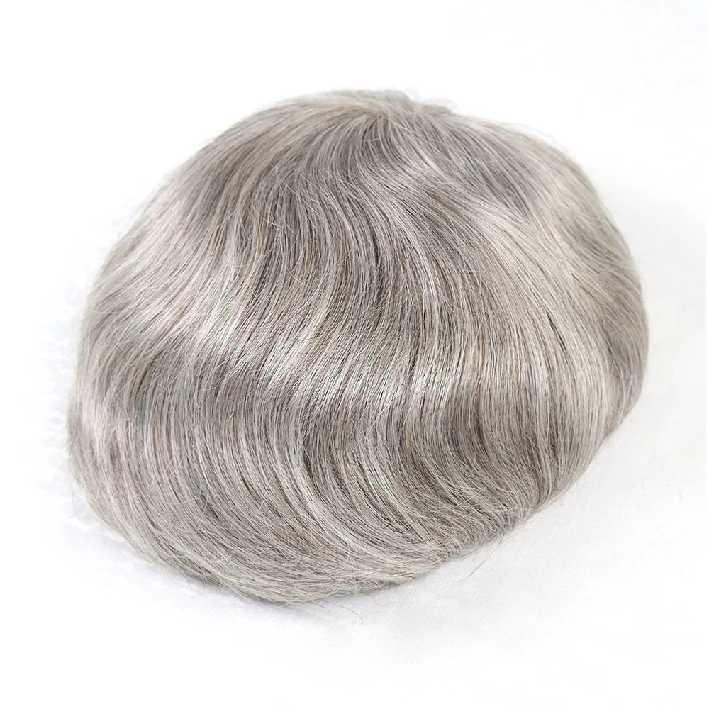 Human Hair Prosthesis for Men's Toupee Breathable Mono Toupee PU Double Knot Male Wig Unit Hairpiece Replacement System 8x10Inch