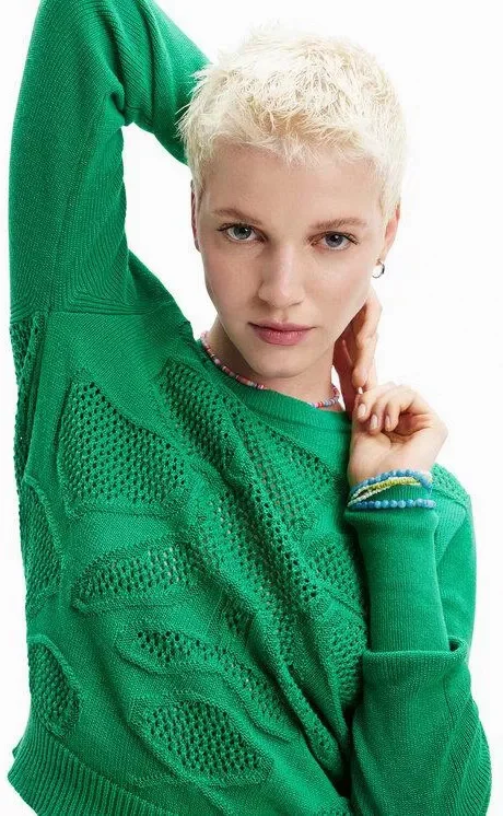 Foreign trade original single Spanish Spring Festival cotton hollowed-out crew-neck knitted sweater