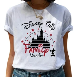 Cute Disney Cartoon 90S Tops Mickey Mouse Family Fashion Woman Blouses 2023 Summer Tee Harajuku Shirts White Top