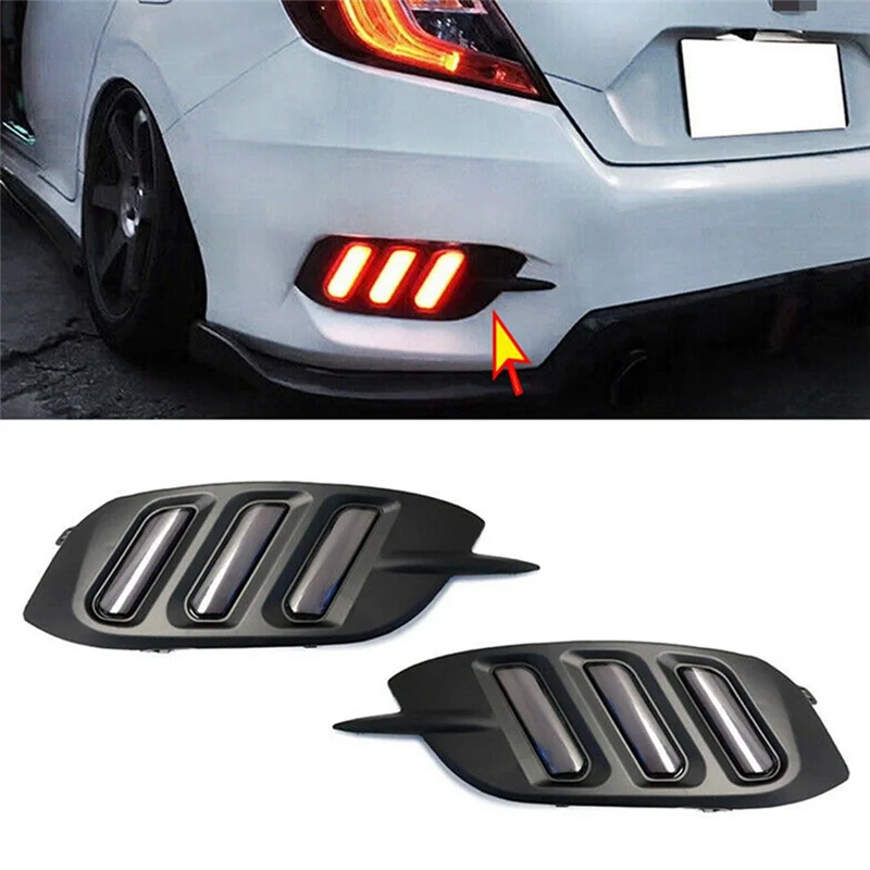 

2Pcs LED Reflector tail light Brake warning Lamp Rear Fog Lamp Rear Bumper Light For Honda Civic 2016 -2020