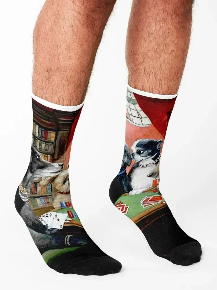 الكلاب لعب بوكر: خمر بوكر نادي مجردة طباعة الجوارب مضحك هدية كرة السلة المهنية الجري الجوارب الإناث الرجال