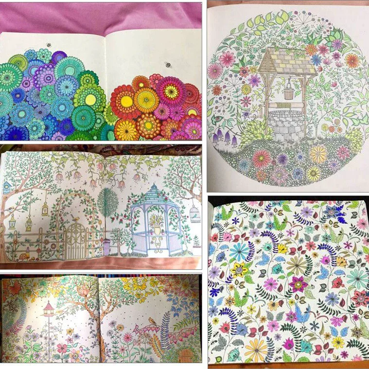 Secret Garden Coloring Book for Adults - English Version Anti-Stress Art Therapy with Floral & Nature Designs