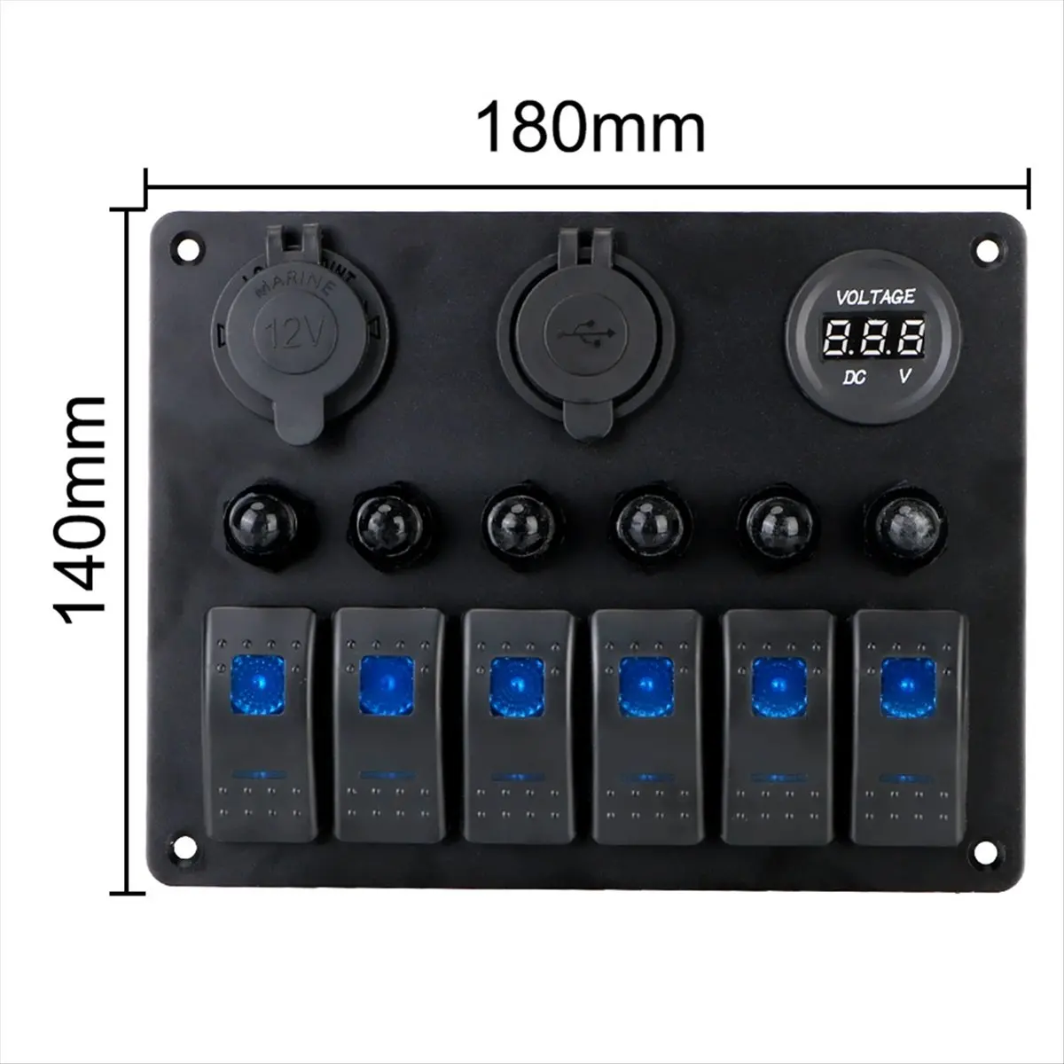 Super Sale Universal Car RV 6 Switch Panel 12/24V Rocker Panel Voltmeter USB Charger Circuit Breaker Tester Light Toggle A