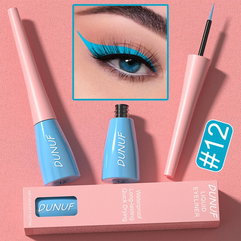 Pensil Eyeliner cair biru Ultra tipis tahan lama cepat kering halus pelangi warna-warni Eye Liner tahan air tanpa mekar kosmetik