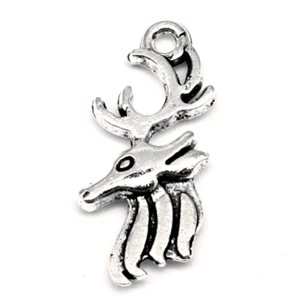 10pcs 12x27mm Deer Charms Women Pendant Handmade Kids Man Jewelri Antique Silver Color