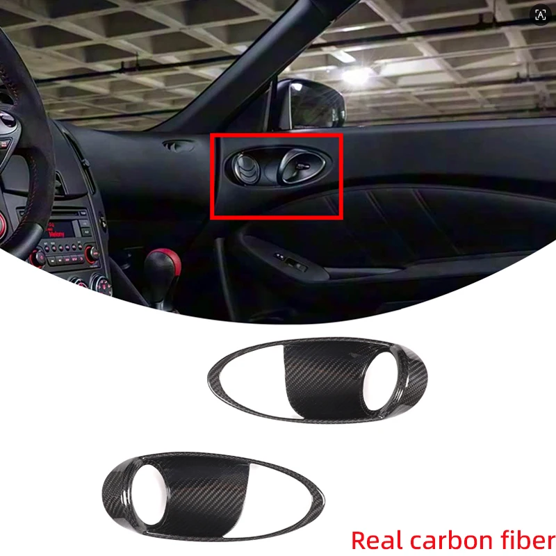 For 2009-2020 Nissan 370Z Real carbon fiber car interior door bowl handle decorative frame interior door handle protective cover