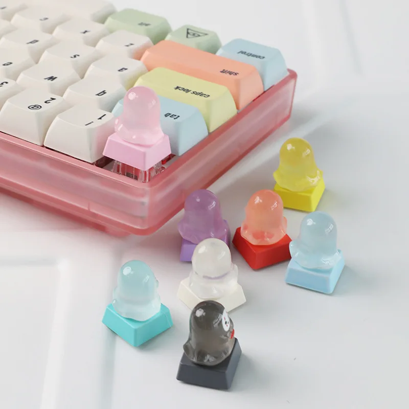 فانتوم لطيف Keycap شفافة Kawaii مضحك الإبداعية واحدة Keycap الراتنج لوحة المفاتيح الميكانيكية Esc لعبة الملحقات الطرفية