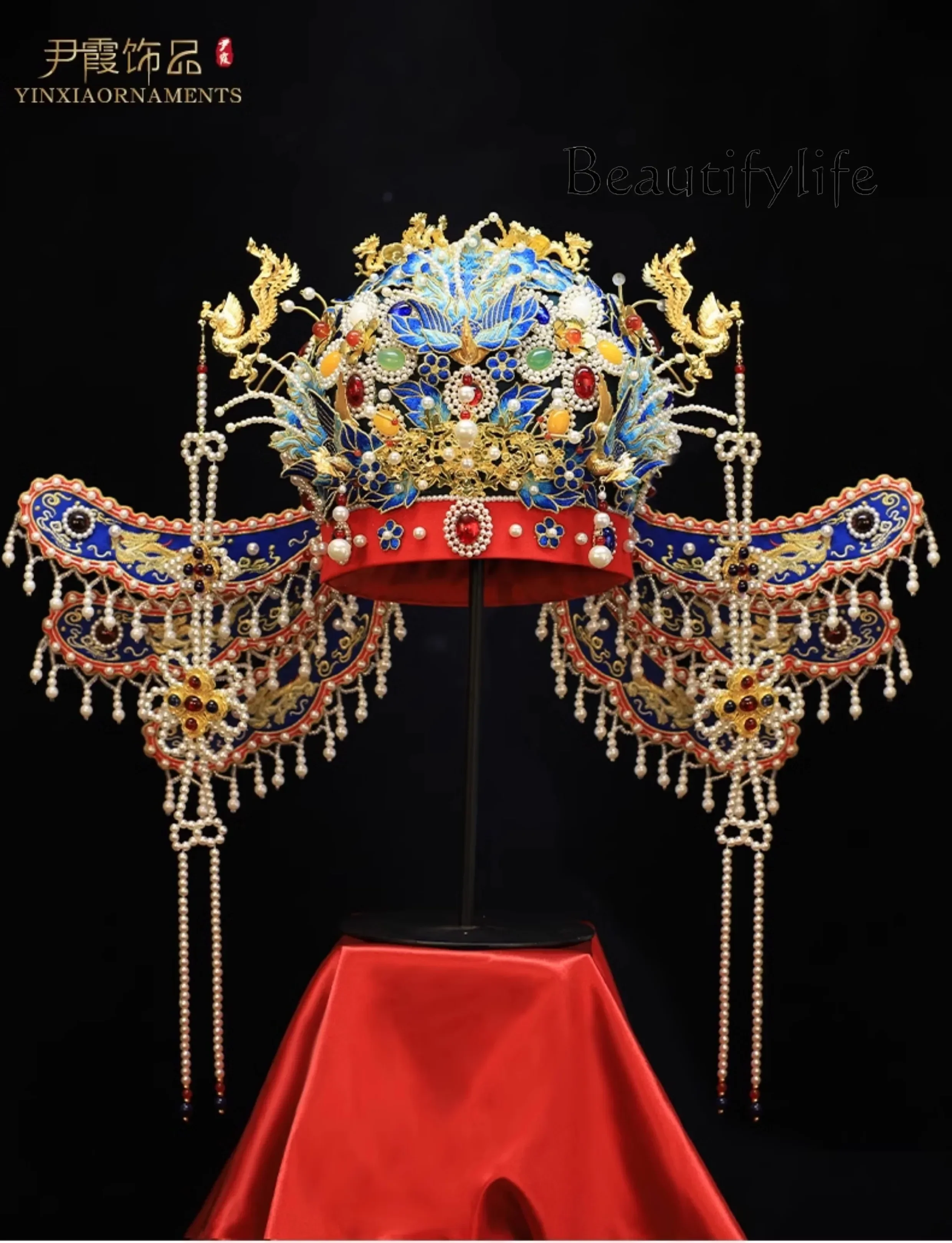 Bride Phoenix Crown Xiachu Phoenix Crown High-end Suzhou Embroidery Imitation Diancui Queen Wedding Crown