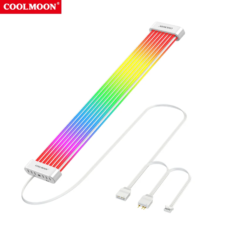 COOLMOON Light Bar 8Pin/24Pin ARGB Power Supply Decorative Line 5V Sync Replacement Multifunctional DIY for Power Supply Unit