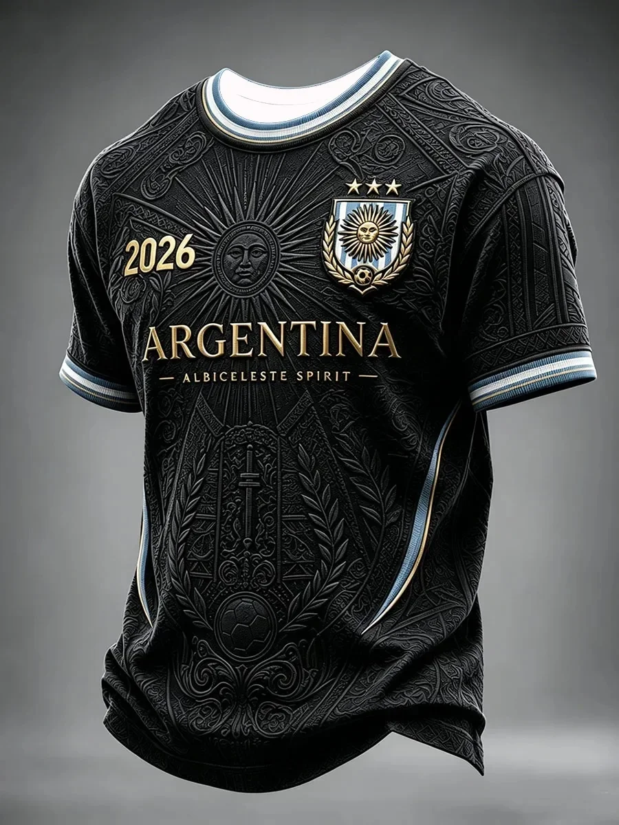 2026-27 Argentina Fans Football Training T-Shirt - 3D Print - Fashionable, Comfortable and Breathable - Family Clothing Y2k
